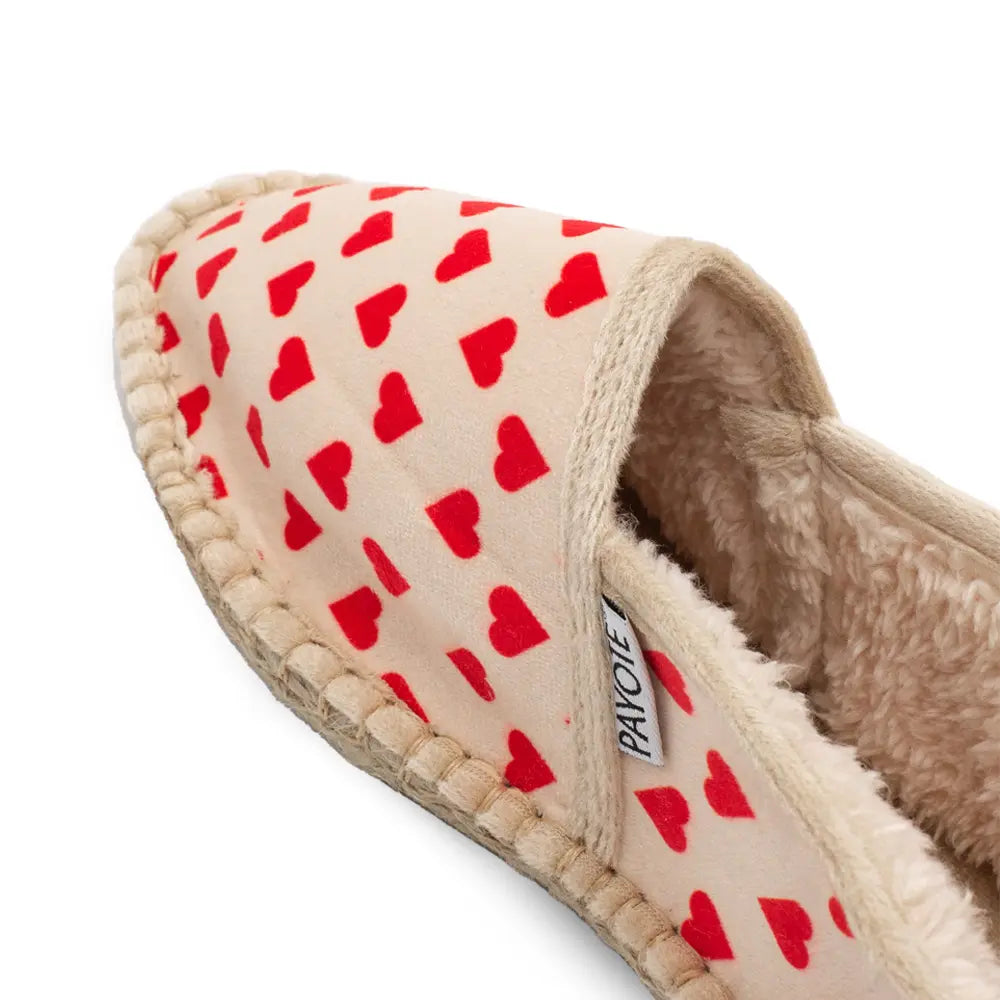 Chausson espadrille à l'imprimé coeur made in France